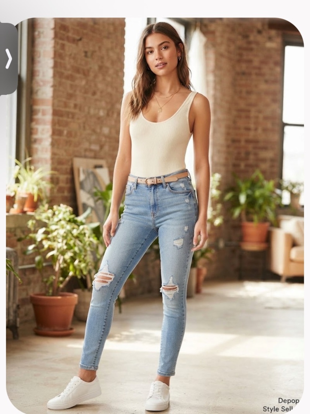 Forever 21 Light Blue Ripped High-Rise Skinny Jeans